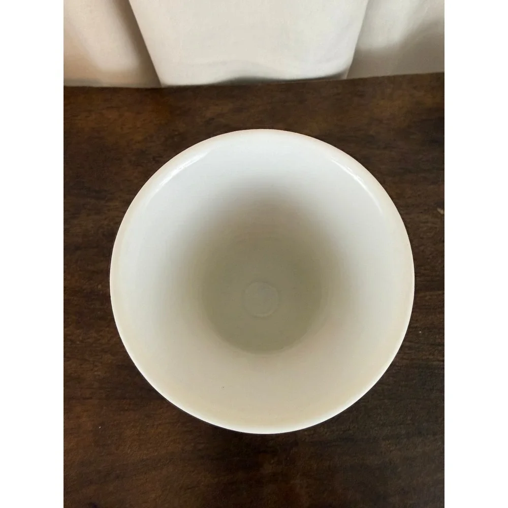 VTG 1970s Set‎ of THREE MCM Ceramic Chalice Cups Retro Orange Daisy Pattern
